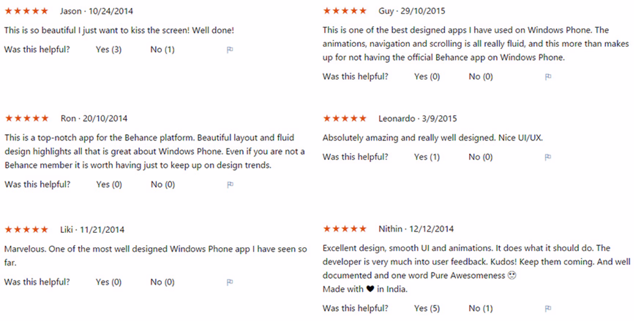 Some of the user reviews